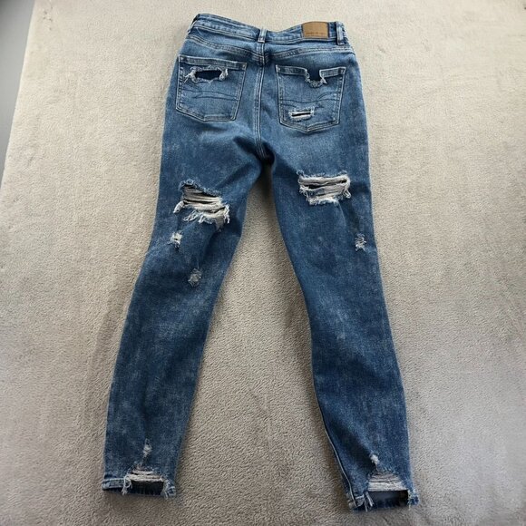 2 American Eagle Women Jeans Size 00 Lot Of Two Distressed Blue Denim Skinny Leg - Picture 16 of 16